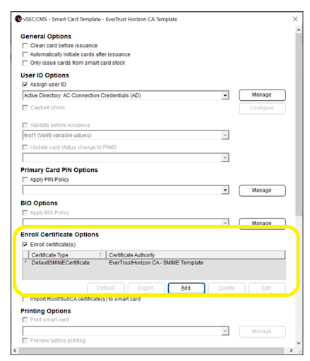 Certificate enrollment options